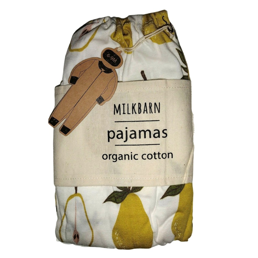 MILKBARN Baby Pear Organic Cotton Pajamas 6 9 Mos Zipper‎ 1pc Sleeper Outfit NWT - Picture 2 of 3